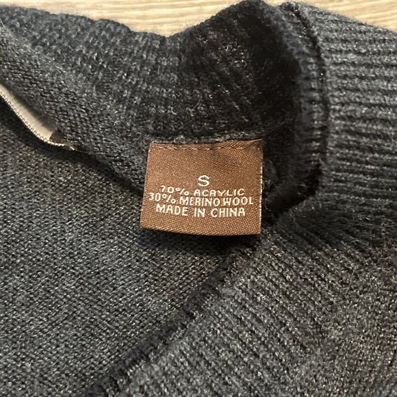 Men's Perry Ellis Sweater SZ Small Merino Wool Blend Gray Pullover V Neck - Picture 4 of 12